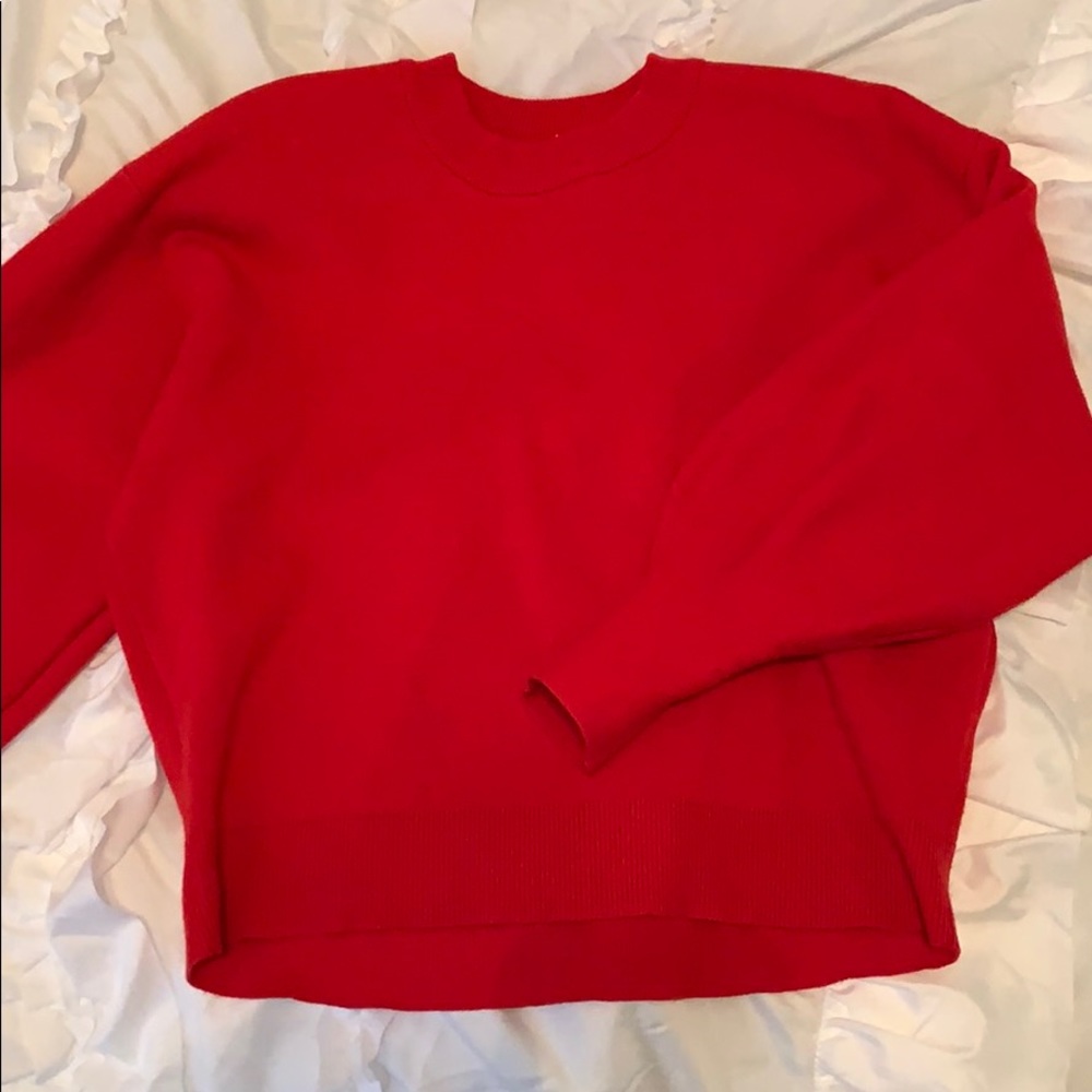red balloon sleeve sweater